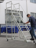 Échelle mobile industrielle robuste - Échelle d'accès pour entrepôt avec garde-corps de sécurité et roues verrouillables