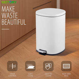 Poubelle à pédale en acier inoxydable avec couvercle coulissant insonorisé et anti-odeurs, seau intérieur séparé - Product Image 3