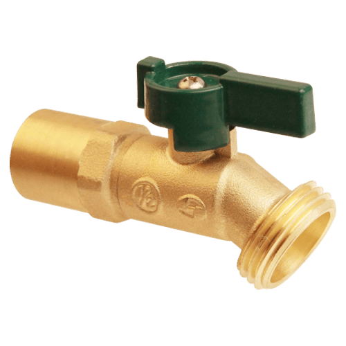 NSF/ANSI 61 Approved 1/2" Cup or 3/4" Ftg. to Hose 125psi WOG Brass Quarter-Turn No-Kink Hose Bibb