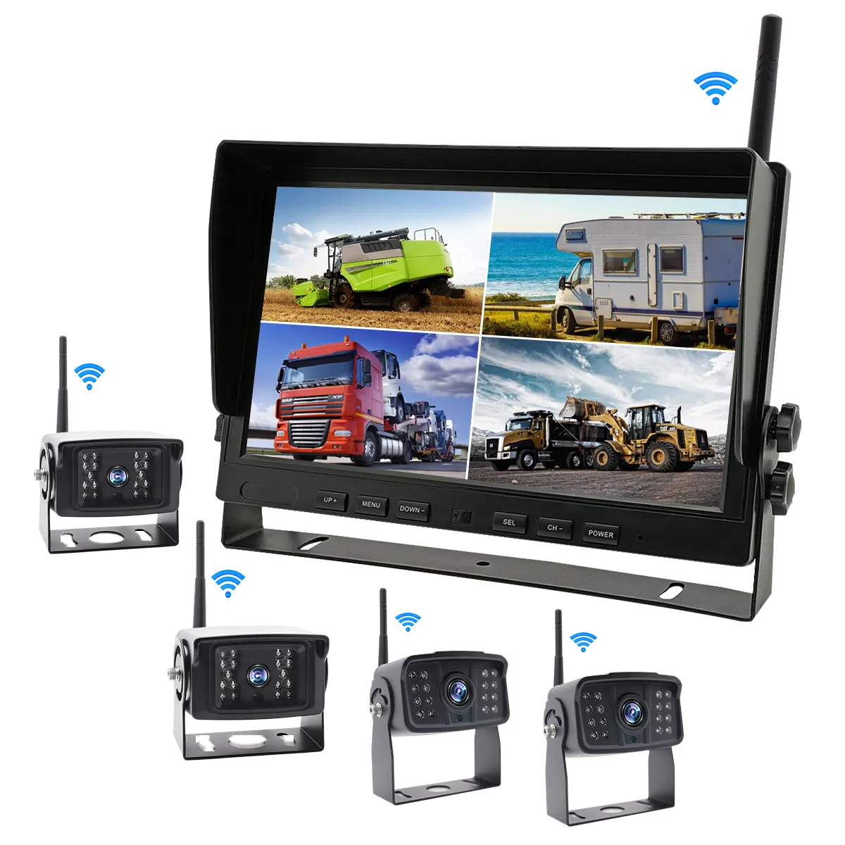 10.1 "Auto Achteruitrijhulp Ahd Draadloze Truck Dvr Monitor Nachtzicht Reverse Back-Up Recorder Wifi Camera Voor Bus Auto Display