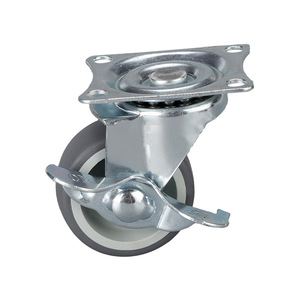 Tpr Swivel Caster 1.5 Inch Flat Bottom Side Brake Ball Bearing Gray Industrial Furniture Wheel - Product Image 4