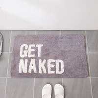FIGOO - Alfombra de Baño Rosa Personalizada al por Mayor, Antideslizante, de Microfibra Gruesa, Alfombra de Baño con Diseño de 'Get Naked' para Decoración del Baño