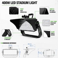 Projecteur LED de stade en aluminium 400W IP66 180-200 Lm/W AC100-277V avec visière anti-éblouissement pour terrains de tennis et de basketball JR-2DCL-400