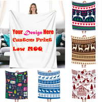 Plaid en flanelle imprimé Noël, couverture de canapé/lit en polaire douce avec logo personnalisé imprimé par sublimation, couverture décorative de fêtes