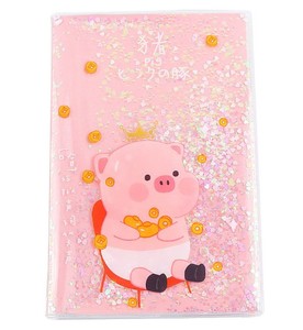 Cuaderno de diario creativo de PVC transparente con lentejuelas de unicornio, cerdo y gato de dibujos animados, arena movediza con aceite, para estudiantes y chicas. - Product Image 2