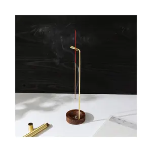 Maxery Creative New Design Indoor Exquisite Vintage Style Brass Wood Incense Holder for Indoor Incense