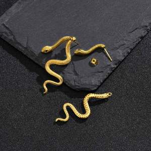 Pendientes de Serpiente Personalizables, Estilo Oscuro, Multicolor, con Circonitas, Brazalete de Oreja de Serpiente, Acero Inoxidable, Estilo Gótico - Product Image 1