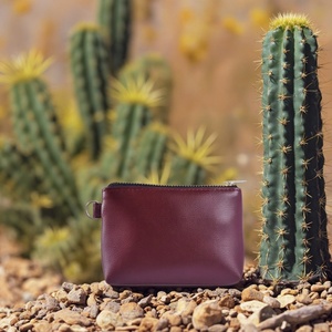 Custom Men's Zipper Closure Eco-Friendly Vegan Leather Coin Wallet Minimalist High Quality Card Wallet - Product Image 5