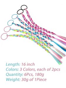 Extension per Trecce <span class=keywords><strong>Colorate</strong></span>, Accessori per Capelli per Donne, Trecce <span class=keywords><strong>Colorate</strong></span> per Divertimento, 6 Pezzi - Product Image 2
