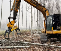 Attache forestière pour excavatrice, scie à grappin avec cylindre de serrage pour la coupe du bois, grappin pour arbres