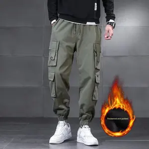 Pantalones <span class=keywords><strong>Cargo</strong></span> Estilo Japonés con Múltiples Bolsillos para Hombre, Talla Grande, Corte Holgado, con Cordón en el Tobillo, Forrados de Felpa, para Trabajo al Aire Libre, Ropa Casual - Product Image 2