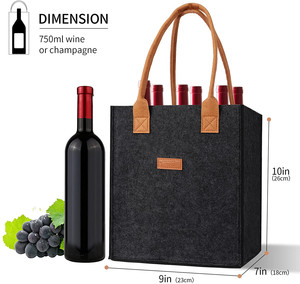 Bolsa de fieltro de seis botellas de alta calidad con logotipo personalizado como una elegante bolsa de regalo - Product Image 2