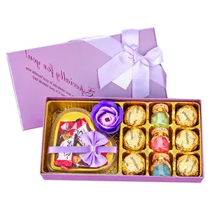 Tragbarer Deckel und Boden kundenspezifisches Logo rosa lila Schokolade-Papiertüte Boxverpackung für Schokolade-Schachtel