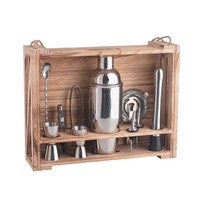 Ensemble de shakers à cocktails en acier inoxydable 750 ml, kit de barman avec supports en bois