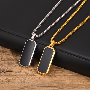 Collar <span class=keywords><strong>de</strong></span> Acero Inoxidable con Colgante Geométrico Rectangular Liso Estilo Hip Hop Punk, Joyería <span class=keywords><strong>de</strong></span> Moda, <span class=keywords><strong>Dijes</strong></span> al por Mayor <span class=keywords><strong>para</strong></span> <span class=keywords><strong>Hombre</strong></span> - Product Image 1