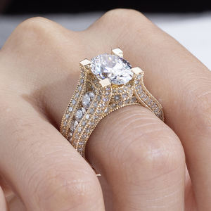 Bague en diamant ovale en or 14 carats Messi Jewelry MSR-2045 pour femmes - Product Image 6