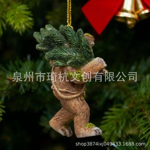 Christmas Gorilla Holding Tree Ornament Matte Finish Indoor Decor Living Room Gift Decoration QH-251033 - Product Image 3