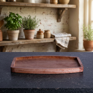 Plateau de service en bois de noyer brun rustique avec poignées pour la cuisine, vente en gros d'usine - Product Image 1