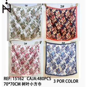 Foulard quadrato piccolo a forma di foglia 70x70 cm con stampa alla moda per accessori da donna - Product Image 3