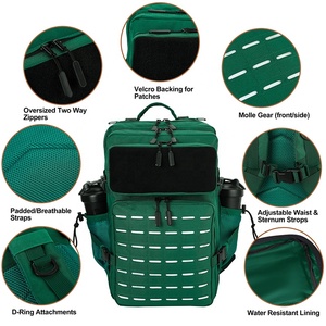 Zaino Tattico Trailpop Impermeabile da Sport Fitness Crossfit Escursionismo 45L <span class=keywords><strong>Verde</strong></span> Scuro Borsa da Palestra con Doppio Porta Borraccia - Product Image 4