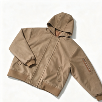 Blouson Bomber Homme Personnalisé en Toile Lavée à Capuche Superposée, Doublure Matelassée Kaki, Poches Zippées, Vêtement d'Extérieur Streetwear Automne, Vente en Gros