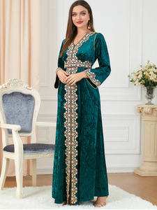 Da donna di alta qualità da donna a maniche lunghe <span class=keywords><strong>con</strong></span> <span class=keywords><strong>spacco</strong></span> etnico in raso di seta in abito frontale - Product Image 5