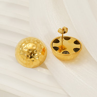 Boucles d'oreilles clous dôme martelé en acier inoxydable 304 plaqué or 18 carats sous vide, 20 mm, rondes, texturées, accessoires de déclaration