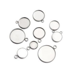 Base de pendentif ronde en acier inoxydable pour la fabrication de bagues, accessoires de bijoux DIY, base vide pour pierres précieuses 10mm 12mm 14mm 16mm 18mm 20mm - Product Image 5