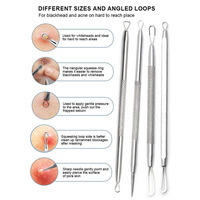 Kit d'outils de dissolvant de points noirs de voyage de haute qualité Pimple Popper 5 pièces ensemble d'aiguilles d'acné pour extracteur de défauts Zit avec boîtier en métal