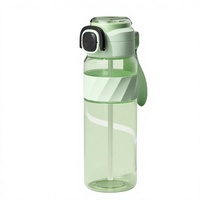 Bouteille d'eau Tritan grande capacité avec paille et poignée, gourde de sport anti-fuite pour la gym et les voyages, tasse à boire sans BPA