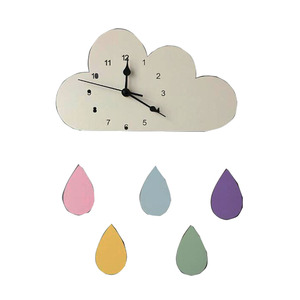 นอร์ดิกบ้านเมฆ<span class=keywords><strong>สายรุ้ง</strong></span>ฝนตกนาฬิกาการ์ตูนเด็กเงียบนาฬิกาแขวน - Product Image 4