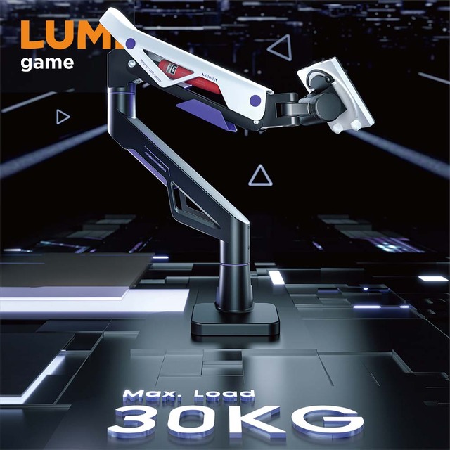 LDT95-C012 30kg 24"-57" Heavy Duty Gas Spring Single Monitor Arm for Ultrawide Gaming Monitor Bracket Desk Screen Vesa Mount