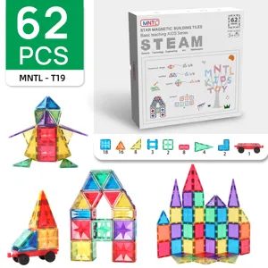 סדרת חינוכית STEAM MNTL 62 יחידות צעצועי מונטסורי חינוכיים לילדים אריחים מגנטיים בנאי אבני בניין סטים