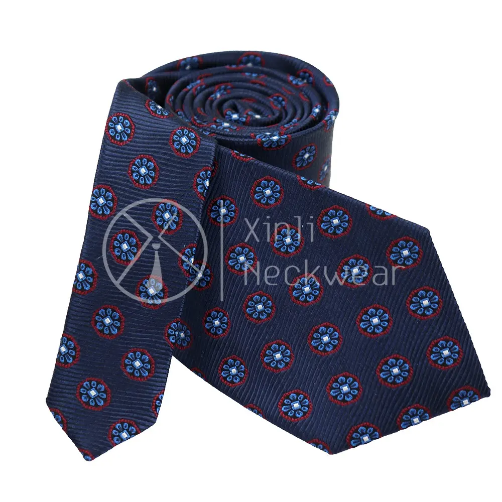 Shengzhou gravata de flor geométrica, fornecedor de 100% seda, bordado de flor geométrica, nome das marcas
