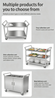 Premium 201 304 RVS professionele keuken- en restaurantkar met 4 wielen, gepolijste afwerking, draagvermogen 300 kg/m