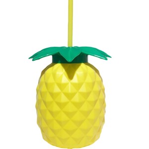 Jugo personalizado 600ml plástico fruta burbuja té reutilizable a granel beber piña forma pajita tazas con pajita - Product Image 5