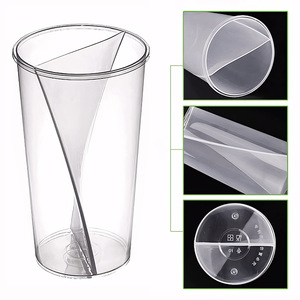 Gobelets jetables en plastique PP transparent pour café, jus, smoothie, gobelets à double compartiment, moitié et moitié, gobelets à bulles de thé Boba avec couvercle - Product Image 6