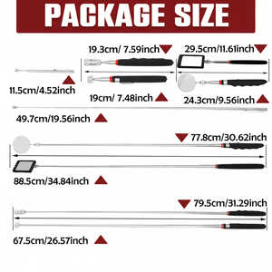 Ensemble d'outils de préhension télescopiques magnétiques avec miroir d'inspection à lumière LED 360° °   Rotule pivotante pour une vision supplémentaire des angles morts - Product Image 4