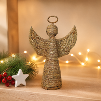 Handgefertigte Handgewebte Engel-Figur Naturfaser Umweltfreundliche Weihnachts-Tischdekoration OEM Großhandel