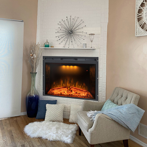 Cheminée électrique encastrée Luxstar Fact Direct Sale, insert avec flamme LED, double puissance (750W/1500W), moderne, luxe, métal, pour la maison - Product Image 2