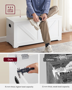 <span class=keywords><strong>VASAGLE</strong></span> Couloir de style moderne Banc de rangement pour chaussures blanc mat Coffre de rangement en bois pour la maison - Product Image 5