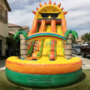 Dual lane kids outdoor party jumpers waterslide bounce <b>house</b> sunshine paradise commercial <b>inflatable</b> water slide pvc - Product Image 2