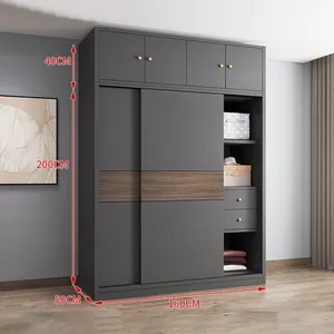 Armadi per vestiti In legno di nuovo stile larghezza 1.6m design armadio con ante scorrevoli nell'armadio da parete della camera da letto