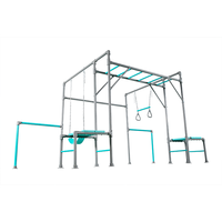 Structure de jeu multifonctionnelle en métal pour enfants avec barres de gymnastique, siège de balançoire, anneaux de trapèze, équipement de terrain de jeu extérieur pour jardin