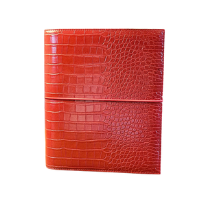 Gold 6 Ring Loose-Leaf A5 <strong>Red</strong> <strong>Croc</strong> Vegan PU Leather Planner Notebook Journal Hard Cover - Product Image 2