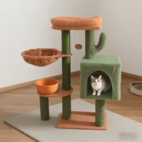Arbre à chat moderne Cactus, grande tour à chat multi-niveaux avec poteau à gratter en sisal, mobilier pour animaux de compagnie durable, lit esthétique pour chat