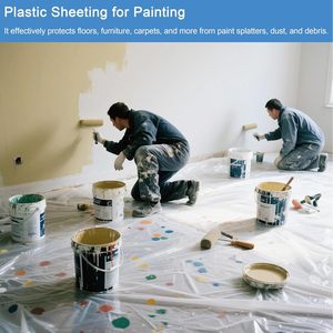 Plastic Drop Cloth 4 Pack Clear Disposable Large Painters <b>Tarp</b> Dust Cover for Couch Furniture Protection - Product Image 4