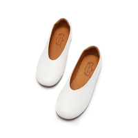 Chaussures plates en cuir véritable pour femmes, antidérapantes, à bout fermé, style décontracté