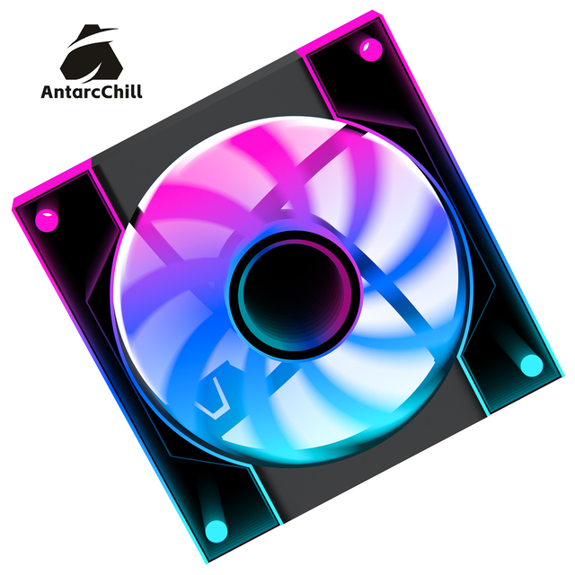 AntarcChill 120mm ARGB Case Fan Infinite Mirror Center and Side High Airflow PWM Quiet Cooling Fan for Chassis