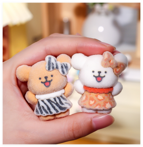 Cartone animato carino 3D fate da te giardino ufficio decorazione Topper <span class=keywords><strong>torta</strong></span> nuziale floccata animali di cane figurine per bambini giocattoli portachiavi - Product Image 5